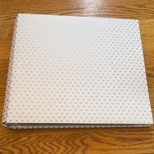 Scrapbook 12x12 White with Rose Gold Heart Print 24 clear pages never used